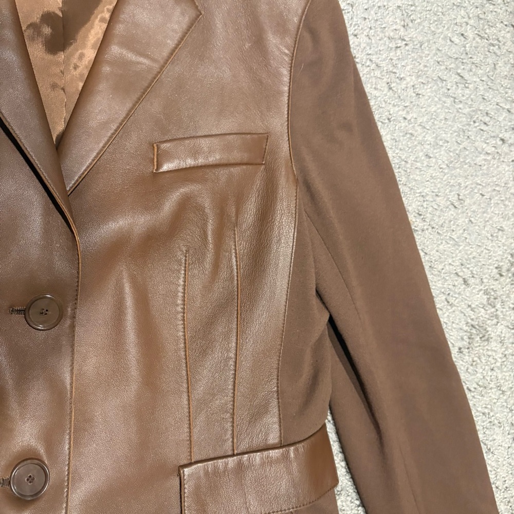 Akris Punto Mixed Media Lamb Nappa Leather Blazer Jacket Size US 8 - Picture 6 of 16